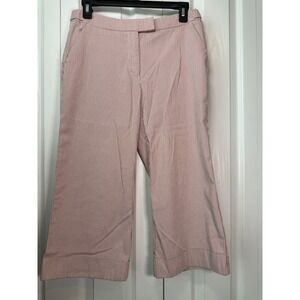 New‎ York & Company Women's Pink White Pinstripe Cropped Pants Size 2 Cotton